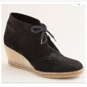 J Crew McAlister Wedge Italian Black Suede Ankle Bootie Size: 9